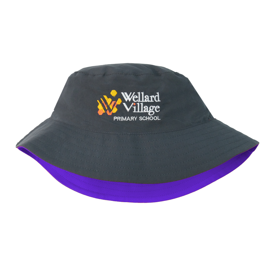 Wellard Village Primary School Reversible Bucket Hat - Purple