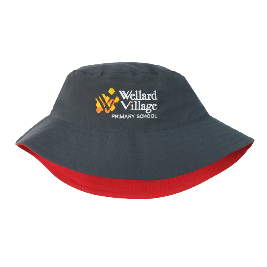 Wellard Village Primary School Reversible Bucket Hat - Red